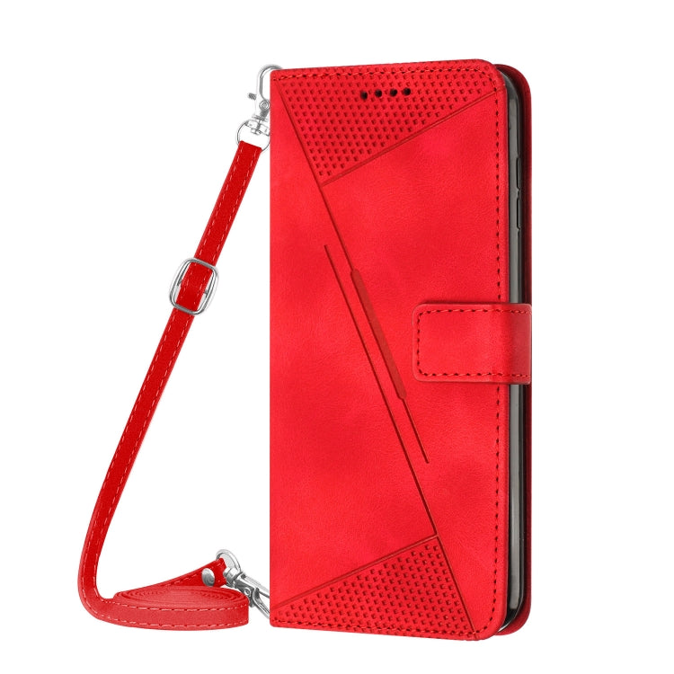 For Samsung Galaxy S25 / S24 5G Dream Triangle Leather Phone Case with Lanyard(Red)