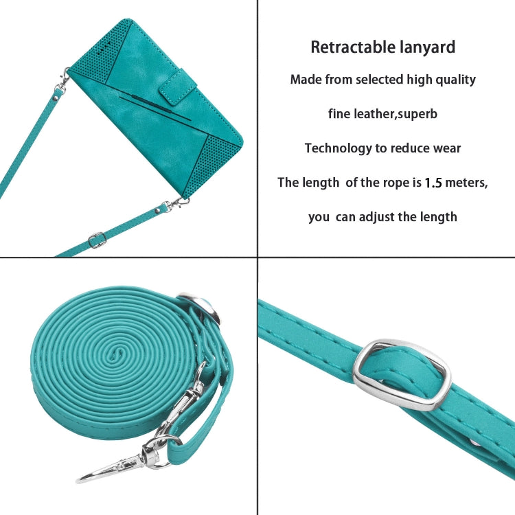 For Samsung Galaxy S25+ / S24+ 5G 5G Dream Triangle Leather Phone Case with Long Lanyard(Green)