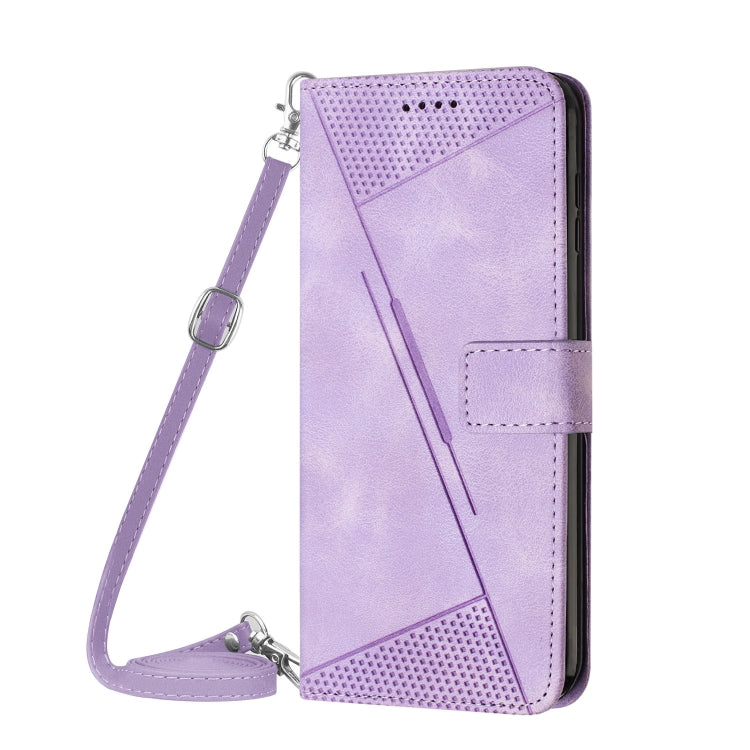 For Samsung Galaxy S25+ / S24+ 5G 5G Dream Triangle Leather Phone Case with Long Lanyard(Purple)