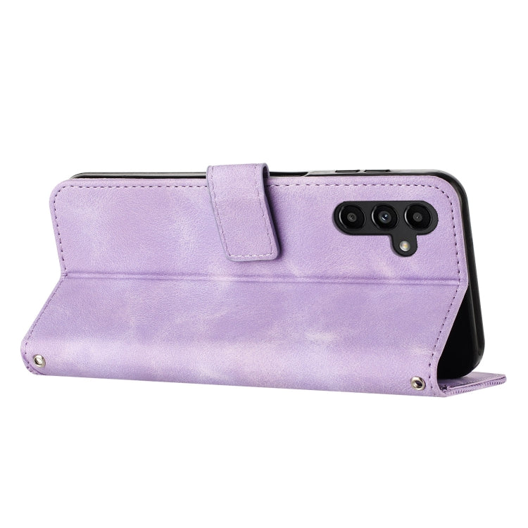 For Samsung Galaxy S25+ / S24+ 5G 5G Dream Triangle Leather Phone Case with Long Lanyard(Purple)