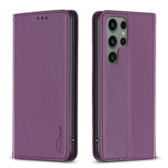 For Samsung Galaxy S25 Ultra 5G Magnetic Leather Phone Case(Dark Purple)