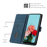 For Samsung Galaxy S25+ / S24+ 5G Skin Feel Stripe Pattern Leather Phone Case with Long Lanyard(Blue)