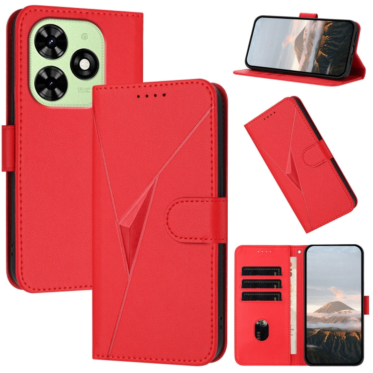 For Tecno Spark Go 2024 Triangle Pattern Buckle Clasp Leather Phone Case(Red)
