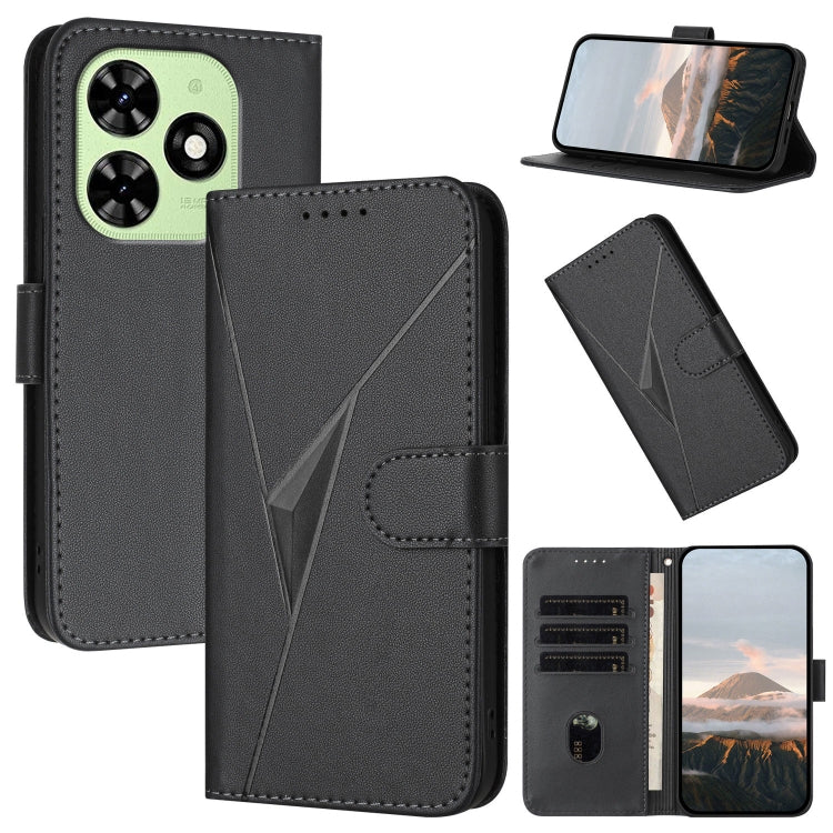 For Tecno Spark Go 2024 Triangle Pattern Buckle Clasp Leather Phone Case(Black)
