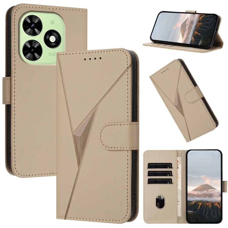 For Tecno Spark Go 2024 Triangle Pattern Buckle Clasp Leather Phone Case(Gold)
