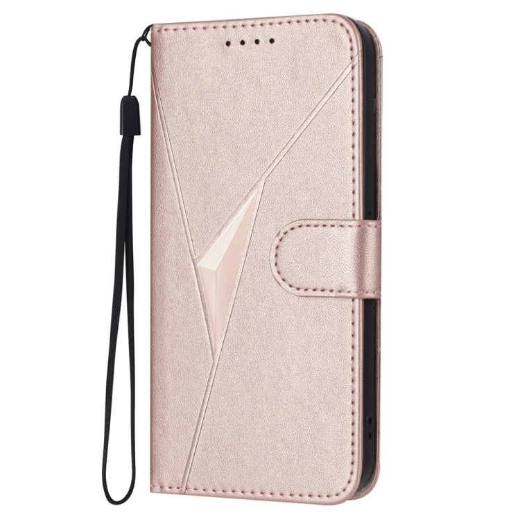 For Tecno Spark Go 2024 Triangle Pattern Buckle Clasp Leather Phone Case(Rose Gold)