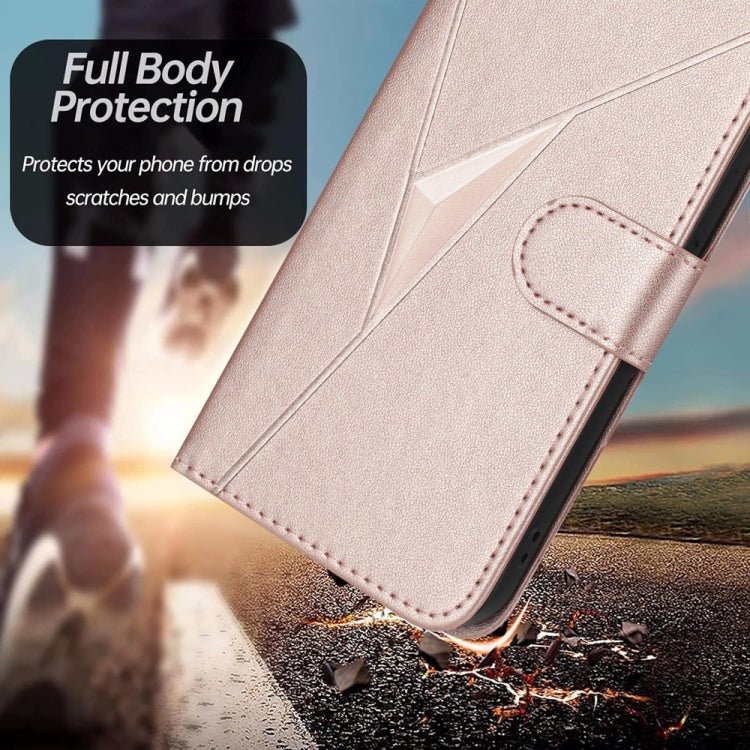 For Tecno Spark Go 2024 Triangle Pattern Buckle Clasp Leather Phone Case(Rose Gold)