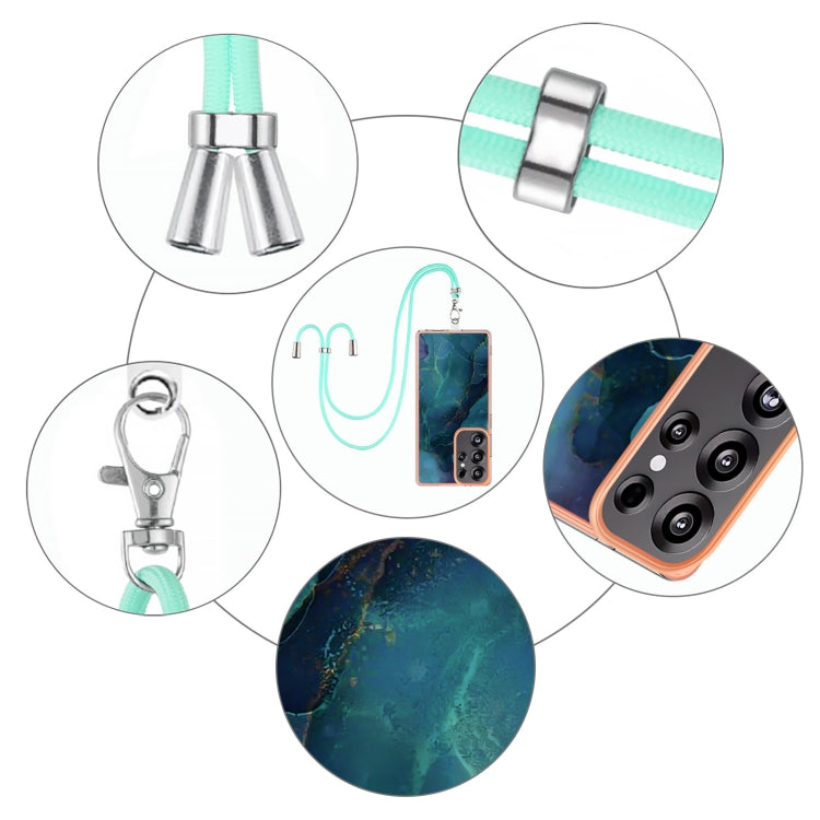 For Samsung Galaxy S25 Ultra 5G Electroplating Marble Dual-side IMD Phone Case with Lanyard(Green 017)