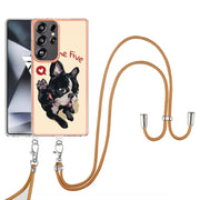 For Samsung Galaxy S25 Ultra 5G Electroplating Dual-side IMD Phone Case with Lanyard(Lucky Dog)