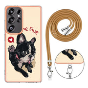 For Samsung Galaxy S25 Ultra 5G Electroplating Dual-side IMD Phone Case with Lanyard(Lucky Dog)
