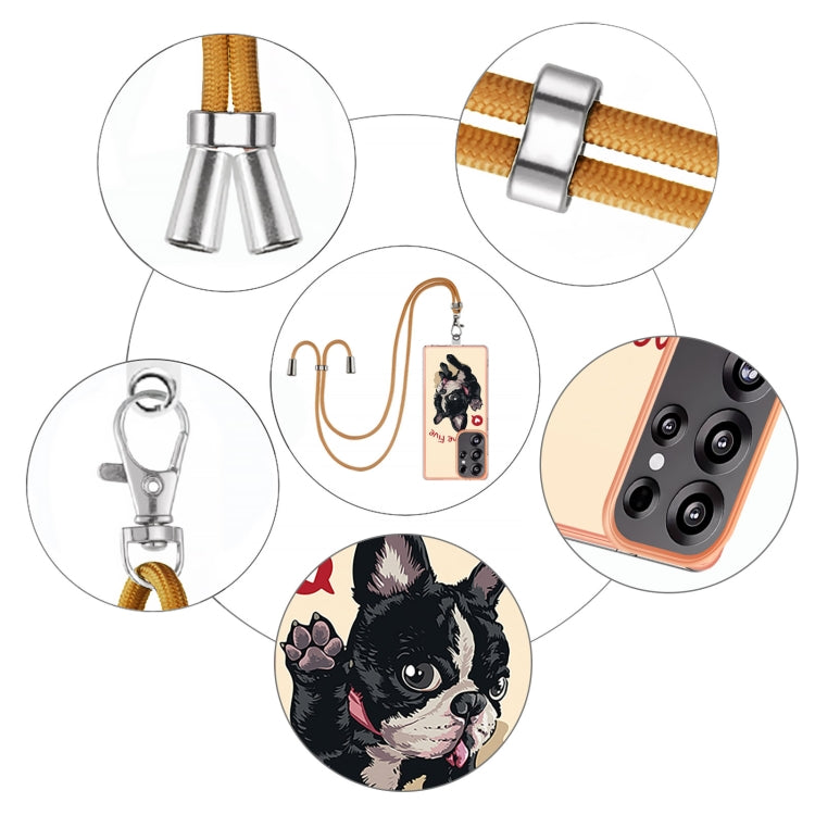 For Samsung Galaxy S25 Ultra 5G Electroplating Dual-side IMD Phone Case with Lanyard(Lucky Dog)