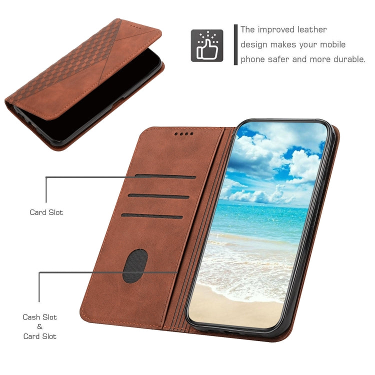 For Samsung Galaxy S25 / S24 5G Diamond Splicing Skin Feel Magnetic Leather Phone Case(Brown)