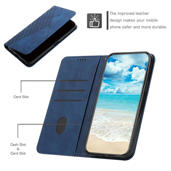For Samsung Galaxy S25+ / S24+ 5G Diamond Splicing Skin Feel Magnetic Leather Phone Case(Blue)