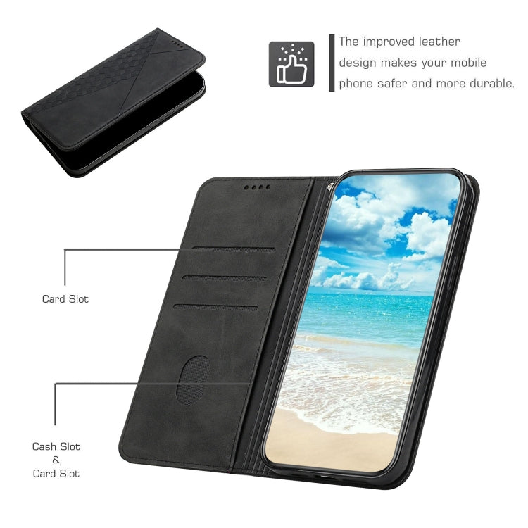 For Samsung Galaxy S25+ / S24+ 5G Diamond Splicing Skin Feel Magnetic Leather Phone Case(Black)