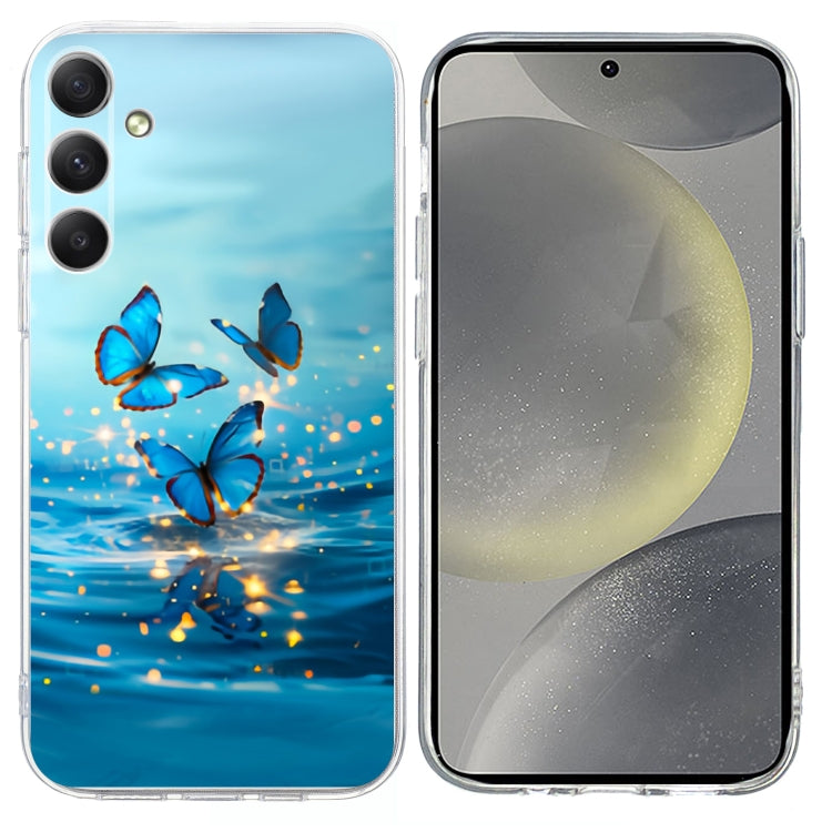 For Samsung Galaxy S25+ 5G Colorful Painting Pattern TPU Phone Case(Blue Butterflies)