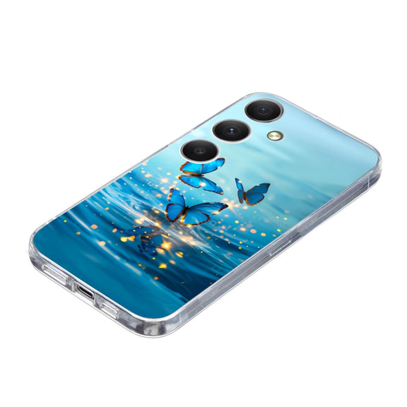 For Samsung Galaxy S25+ 5G Colorful Painting Pattern TPU Phone Case(Blue Butterflies)