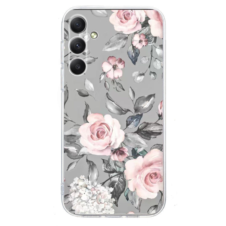 For Samsung Galaxy S25 FE 5G Colorful Painting Pattern TPU Phone Case(Flowers On Grey)
