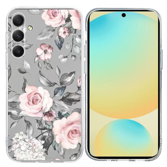 For Samsung Galaxy S25 FE 5G Colorful Painting Pattern TPU Phone Case(Flowers On Grey)