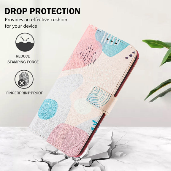 For iPhone 16e Art Colored Drawing Pattern Leather Phone Case(Graffiti puzzle)