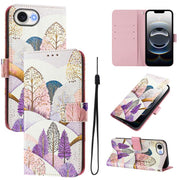 For iPhone 16e Art Colored Drawing Pattern Leather Phone Case(Landscape)