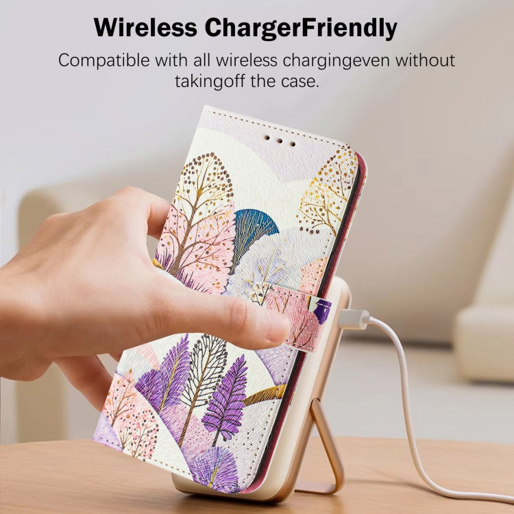 For iPhone 16e Art Colored Drawing Pattern Leather Phone Case(Landscape)