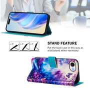 For iPhone 16e Art Colored Drawing Pattern Leather Phone Case(Dreamland)