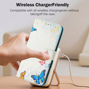 For iPhone 16e Art Colored Drawing Pattern Leather Phone Case(Butterfly house)