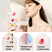 For iPhone 16e Art Colored Drawing Pattern Leather Phone Case(Flowers and plants)