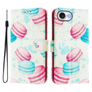 For iPhone 16e Art Colored Drawing Pattern Leather Phone Case(Cake)