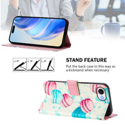 For iPhone 16e Art Colored Drawing Pattern Leather Phone Case(Cake)