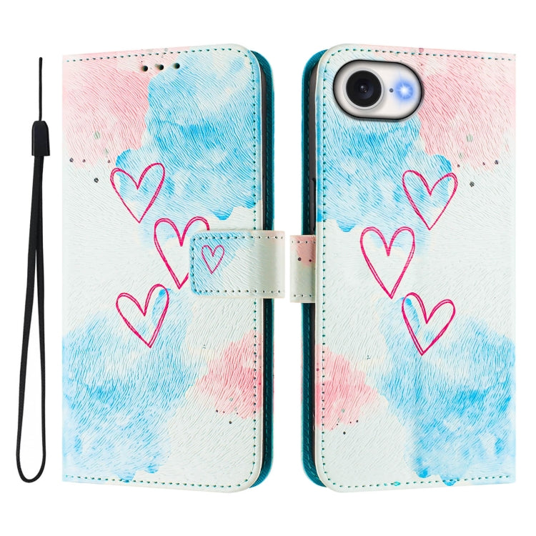 For iPhone 16e Art Colored Drawing Pattern Leather Phone Case(LOVE ME)