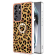 For Samsung Galaxy S25 Ultra 5G Electroplating Dual-side IMD Phone Case with Ring Holder(Leopard Print) - Galaxy S25 Ultra 5G Cases by PMC TechLife | Online Shopping South Africa | PMC TechLife | Buy Now Pay Later Mobicred