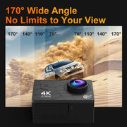 I5-361 2.0 inch IPS HD Screen Wide Angle 4K WiFi Action Camera, Style:with Remote Control