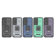 For Samsung Galaxy S25+ 5G Sliding Camshield TPU + PC Shockproof Phone Case with Holder(Black)