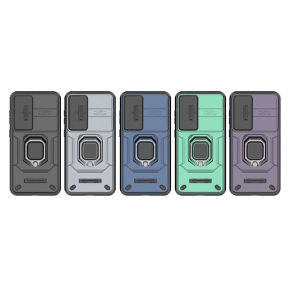 For Samsung Galaxy S25+ 5G Sliding Camshield TPU + PC Shockproof Phone Case with Holder(Black)