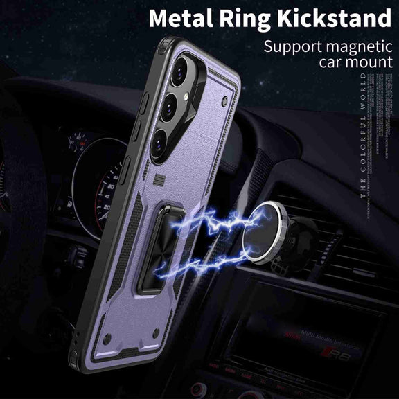For Samsung Galaxy S25+ 5G Ring Holder PC Hybrid TPU Phone Case(Purple)