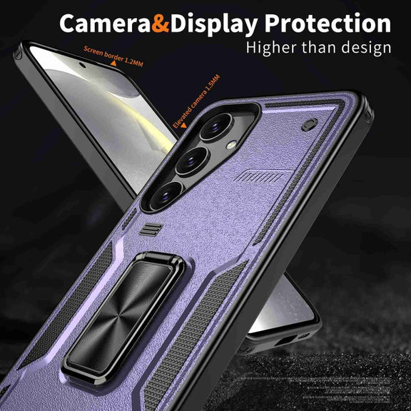 For Samsung Galaxy S25+ 5G Ring Holder PC Hybrid TPU Phone Case(Purple)