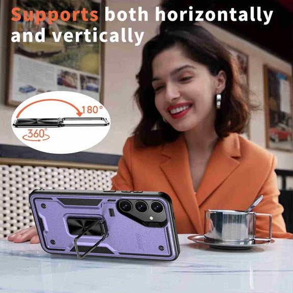 For Samsung Galaxy S25+ 5G Ring Holder PC Hybrid TPU Phone Case(Purple)