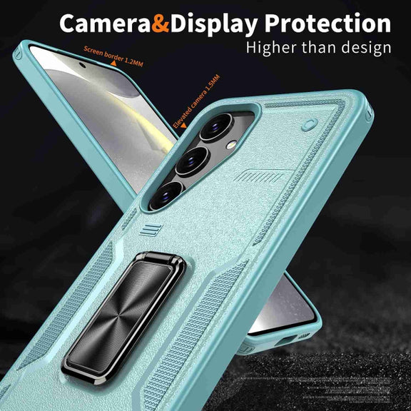 For Samsung Galaxy S25 Ultra 5G Ring Holder PC Hybrid TPU Phone Case(Blue)