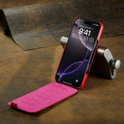 For iPhone 16 Pro Fierre Shann 64 Texture Vertical Flip PU Leather Phone Case(Red)