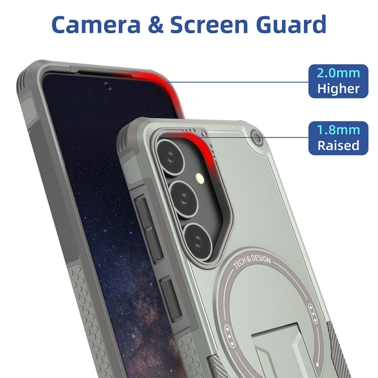 For Samsung Galaxy S24 5G / S25 5G Armor MagSafe Holder PC Hybrid TPU Phone Case(Grey)