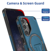 For Samsung Galaxy S24 5G / S25 5G Armor MagSafe Holder PC Hybrid TPU Phone Case(Dark Blue)