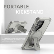 For Samsung Galaxy S24+ 5G / S25+ 5G Armor MagSafe Holder PC Hybrid TPU Phone Case(Grey)
