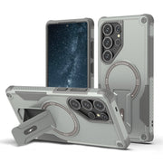 For Samsung Galaxy S25 Ultra 5G Armor MagSafe Holder PC Hybrid TPU Phone Case(Grey)