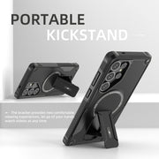 For Samsung Galaxy S25 Ultra 5G Armor MagSafe Holder PC Hybrid TPU Phone Case(Black)