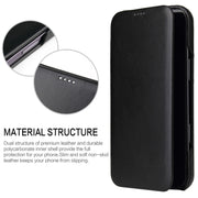 For iPhone 16 Pro Max Fierre Shann Top Layer Cowhide Business Magnetic Leather Phone Case(Black)