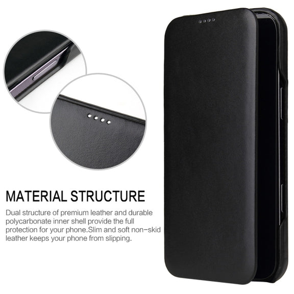 For iPhone 16 Pro Max Fierre Shann Top Layer Cowhide Business Magnetic Leather Phone Case(Black)