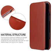 For iPhone 16 Plus Fierre Shann Top Layer Cowhide Business Magnetic Leather Phone Case(Brown)