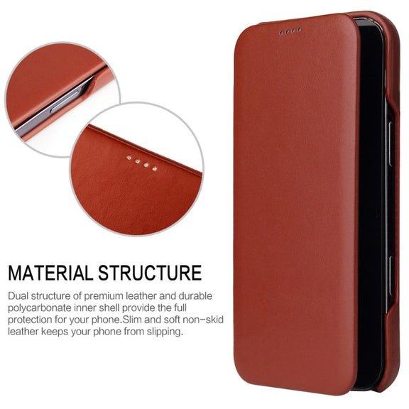 For iPhone 16 Plus Fierre Shann Top Layer Cowhide Business Magnetic Leather Phone Case(Brown)