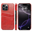 For iPhone 16 Pro Max Fierre Shann Retro Oil Wax Texture Card Slots PU Leather Phone Case(Red) - free shipping - PMC Jewellery - Order now!